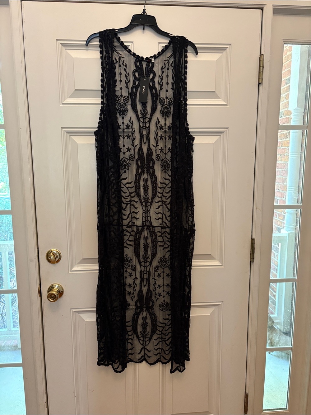 Black Sheer Lace Kimono or Swim Cover-Up Vest